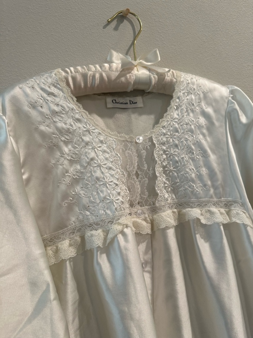 Inasne Vintage Christian Dior From The 70’s White Lace Trim Nightgown - Picture 5 of 10